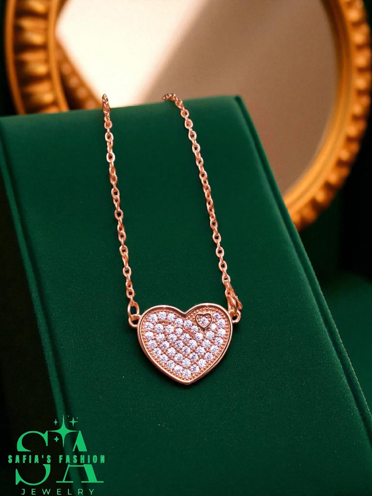 Heart Locket Pendant – Elegant Zircon Jewelry for Women