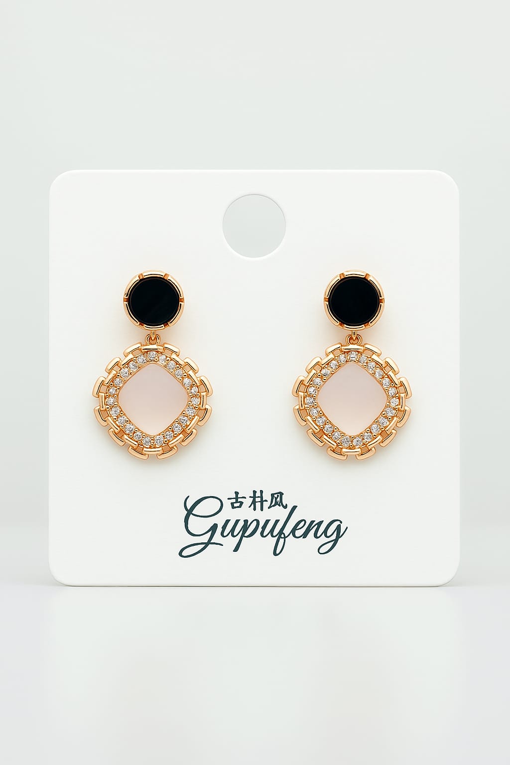 Korean Style Black Zircon Stud Earring For Women Shiny