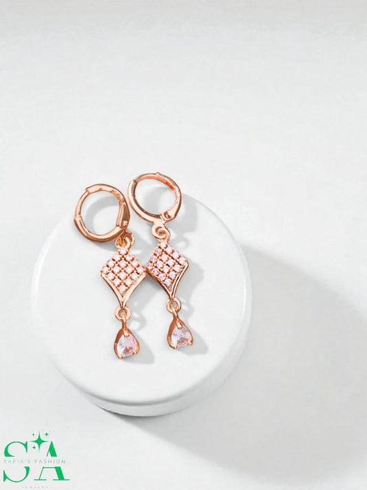 ✨ 1 Carat Gold Plated Zircon Earrings shisha white nag ✨