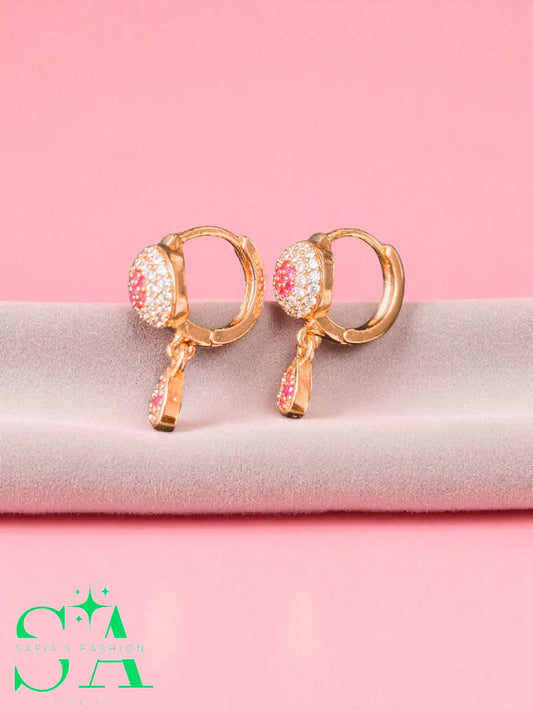 ✨ 1 Carat Gold Plated Zircon Earring pink nag✨