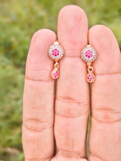 ✨ 1 Carat Gold Plated Zircon Earring pink nag✨