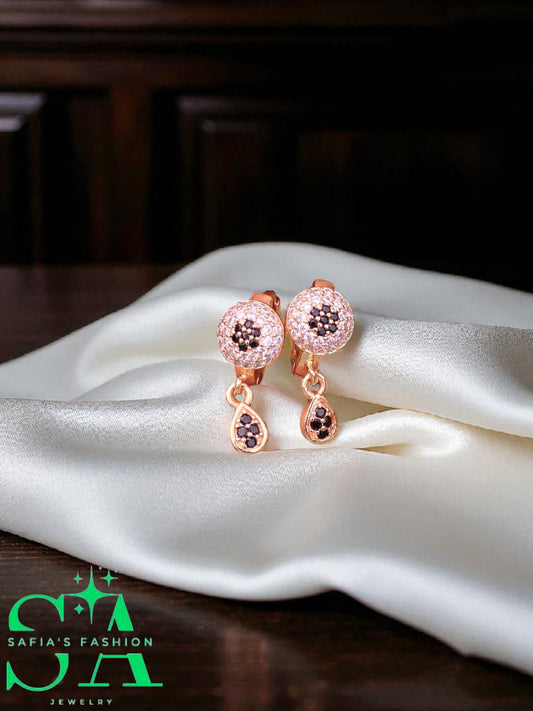 ✨ 1 Carat Gold Plated Zircon Earring black nag✨