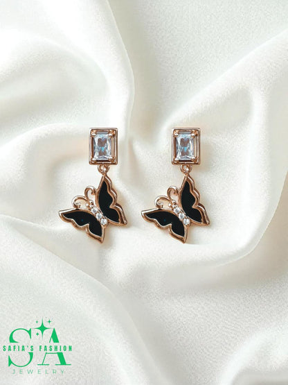 Trendy butterfly design earrings with sparkling nag stone