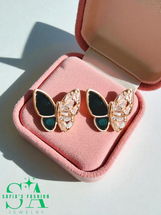 Butterfly stud earrings with nag stone design