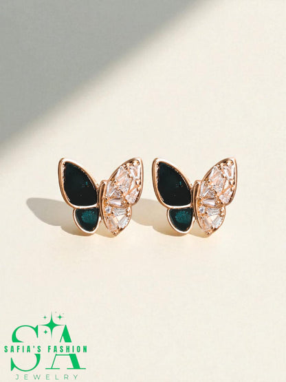 Elegant butterfly studs with sparkling nag