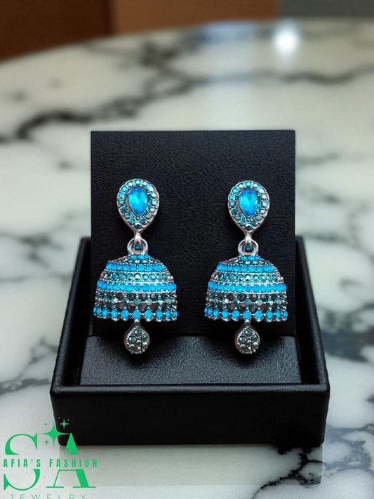 Antique ferozi stone jhumka earrings