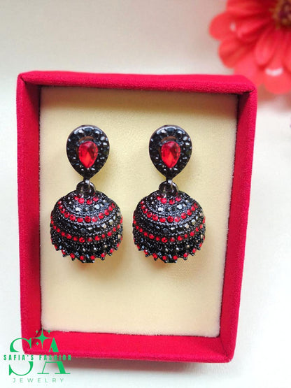 Traditional jhumka with ferozi stone design