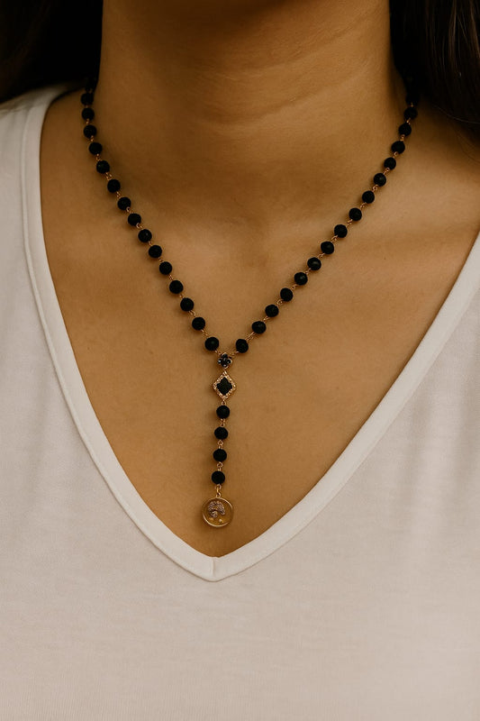 "Elegant black Mala Set for Women – Stylish Traditional Jewelry | Safia’s Fashion