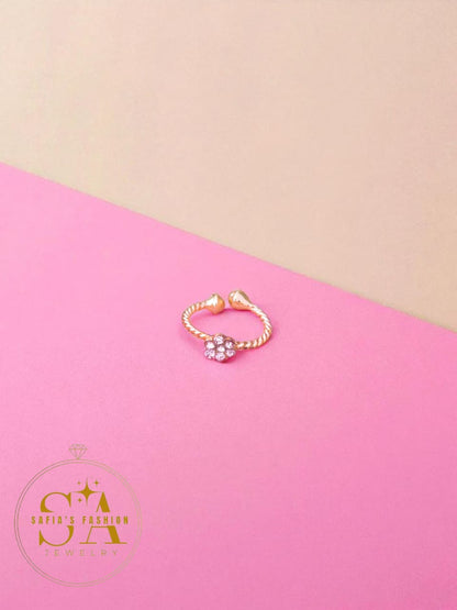 Elegant women’s nose jewelry – small round nathli with diamond stones