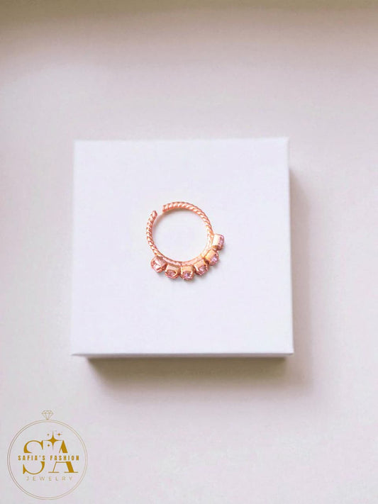 Small Size Hoop Nose Ring (Nathli) with 6 Diamond Stones
