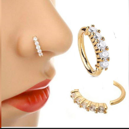 Elegant women’s nose jewelry – small round nathli with diamond stones