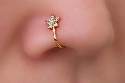 golden tone non piercing nose pin

white stone nose pin